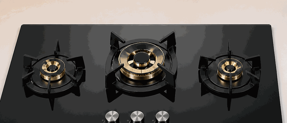 Tempered glass three burner gas hob