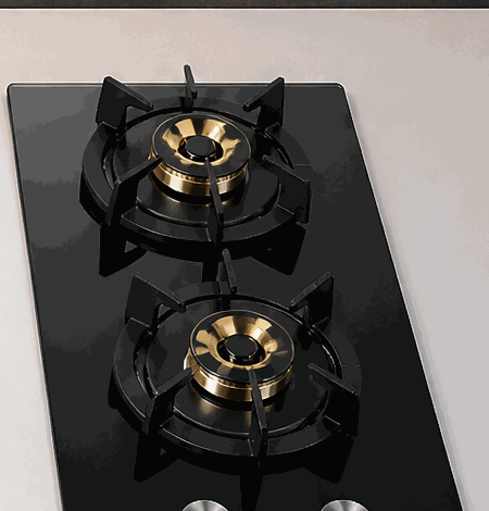 Tempered glass double burner gas hob