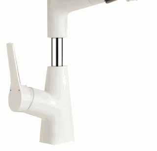 White and chrome pull-out basin faucet