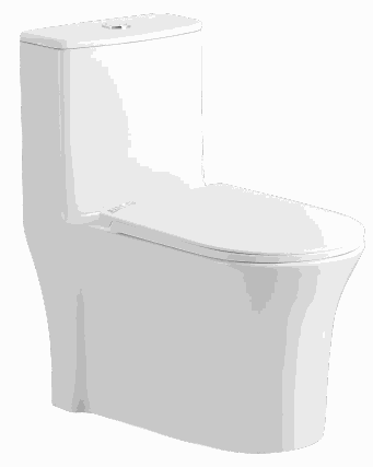 Ceramic one-piece toilet with single top flush button