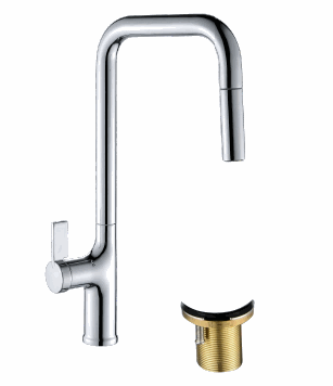 Chrome pull-down kitchen faucet