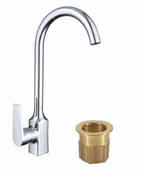 Chrome gooseneck kitchen faucet