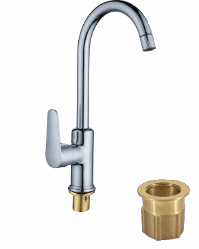 Chrome high-arc swivel kitchen faucet