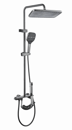 Gunmetal exposed shower set with rainfall head and handheld