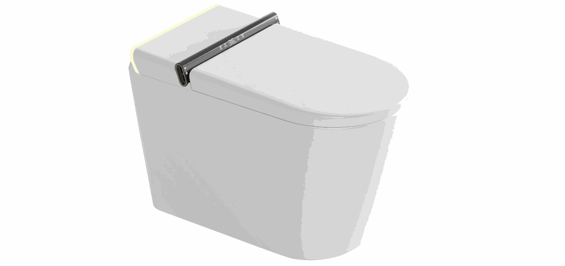 Compact smart toilet with display controls and ambient light strip