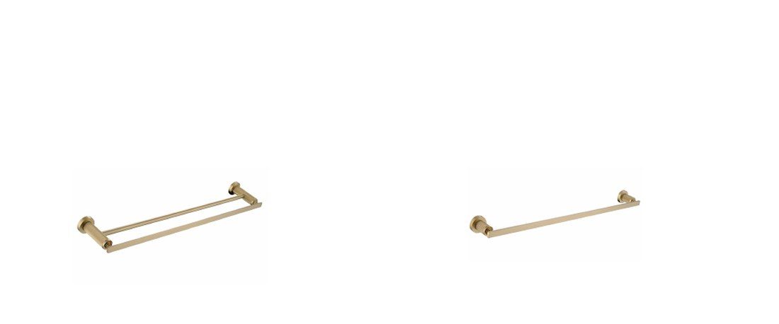 Brushed gold single and double towel rails